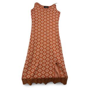 Women's Cider Orange & Cream Maxi Dress Gold Chain Straps - Size L